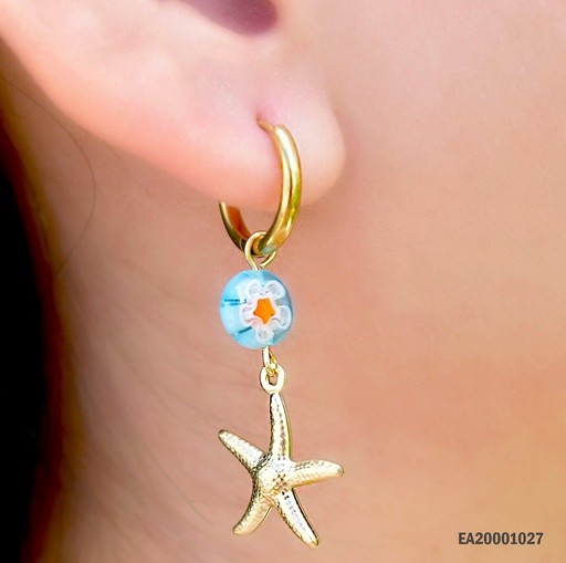 [EA20001027] ARETES ESTRELLA DE MAR DORADAS DE COLGAR