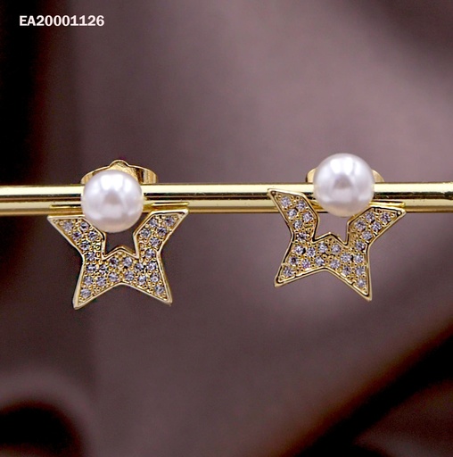 [EA20001126] ARETES ESTRELLA INCOMPLETA C/PERLA