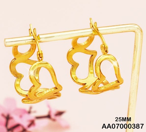 [AA07000387] ARGOLLAS ACERO ANCHAS DE CORAZONES GRANDES 25MM