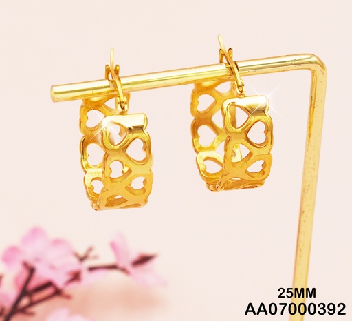 [AA07000392] ARGOLLAS ACERO ANCHAS DOBLE CORAZONES 25MM
