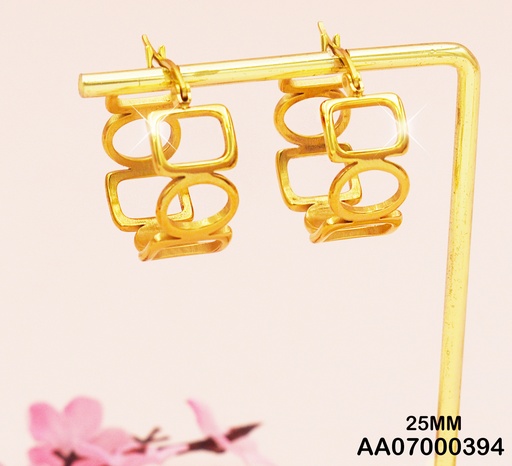 [AA07000394] ARGOLLAS ACERO ANCHAS FIGURA DE OVALO, CIRCULO Y OVALO 25MM
