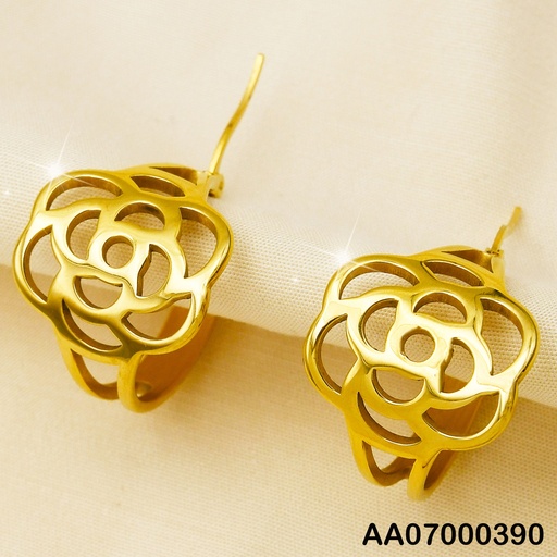 [AA07000390] ARGOLLAS ACERO ANCHAS FIGURA FLOR GRANDE 25MM (P.E.NOV2025)