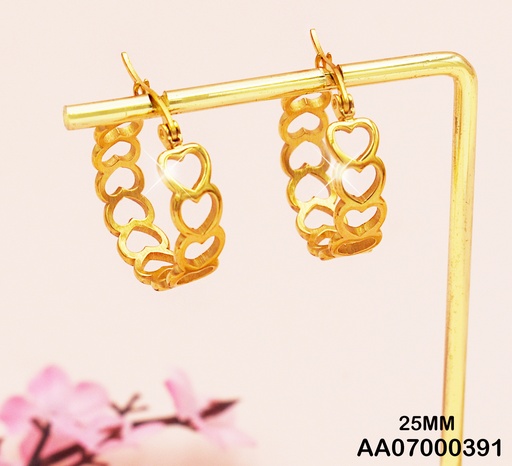 [AA07000391] ARGOLLAS ACERO ANCHAS MINI CORAZONES 25MM