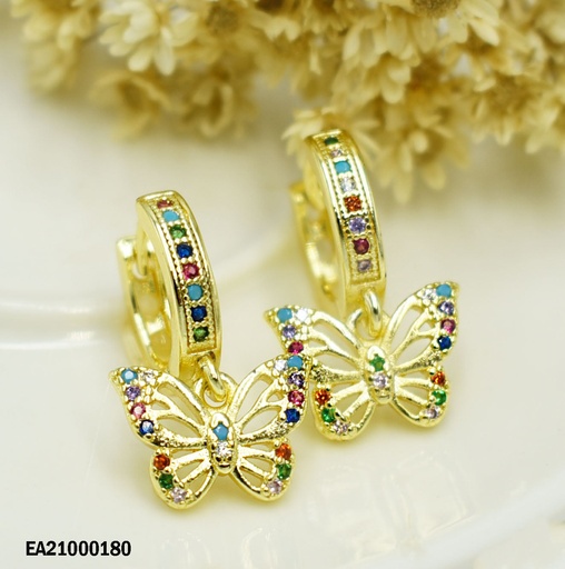 [EA21000180] ARGOLLAS CON DIJE DE MARIPOSA CON ZIRCONIAS
