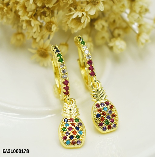[EA21000178] ARGOLLAS CON DIJE DE PIÑA CON ZIRCONIAS