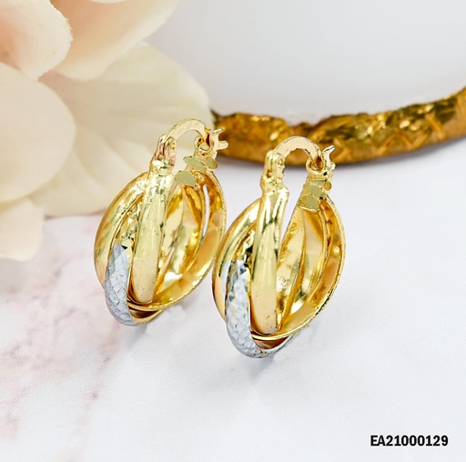 [EA21000129] ARGOLLAS DOBLES CON LÍNEA PLATEADA ENCIMA