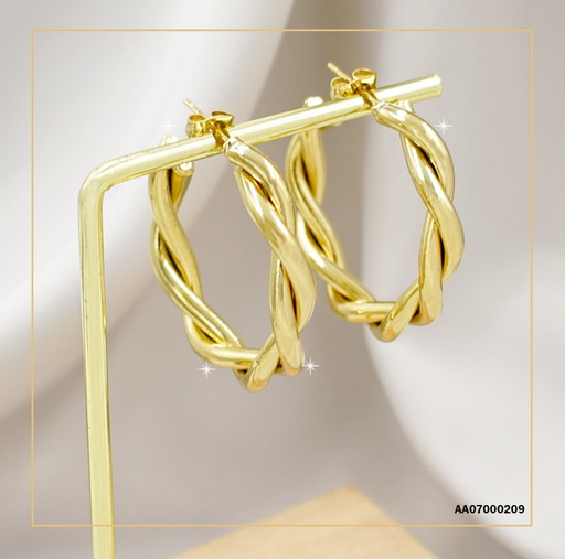 [AA07000209] ARGOLLAS DORADA FORMA TORSAL ALARGADO 35MM