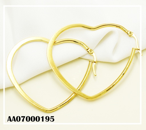 [AA07000195] ARGOLLAS DORADAS CORAZÓN APLANADO 30MM