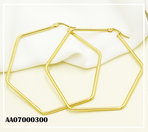 [AA07000300] ARGOLLAS DORADAS HEPTÁGONO IRREGULAR 60MM