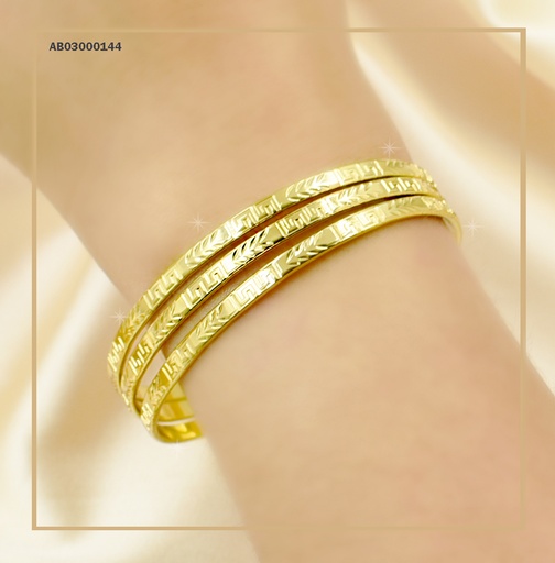 [AB03000144] BRAZALETE 3 LÍNEAS HORIZONTALES GRABADOS MAYA