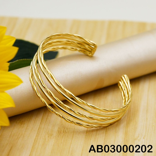 [AB03000202] BRAZALETE 5 LÍNEAS ALTERNADAS LISAS/TORNEADAS