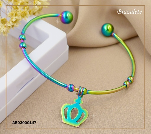 [AB03000147] BRAZALETE ABIERTO TORNASOL DIJE CORONA