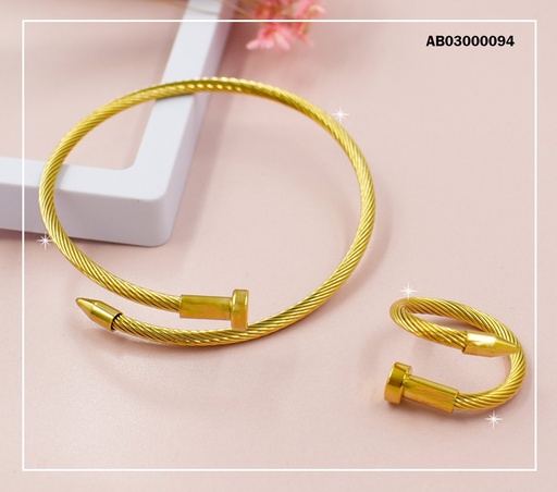 [AB03000094] BRAZALETE C/ANILLO CLAVO CURVO DE MALLA