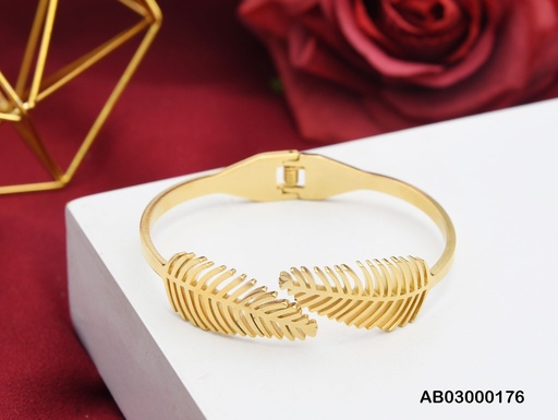 [AB03000176] BRAZALETE DORADA HOJITAS CALADAS