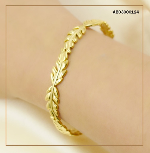 [AB03000124] BRAZALETE ONDULADO RAMITA DE HOJAS UNIDAS