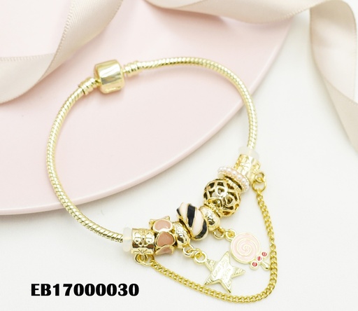 [EB17000030] BRAZALETE PANDORA CHARMS DIJES COLGANTES:ESTRELLA C/CADENA-PALETA