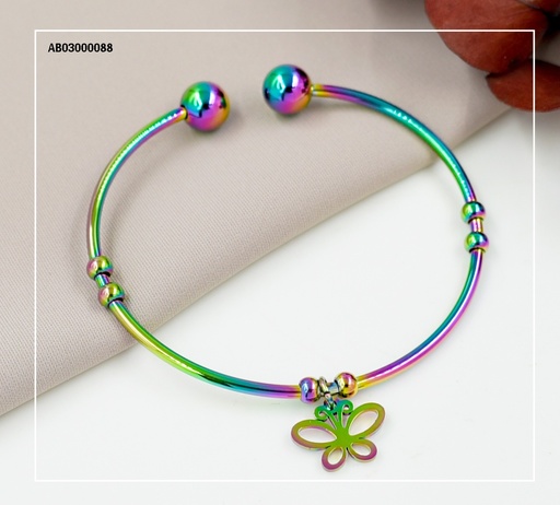 [AB03000088] BRAZALETE TORNASOL EXTREMOS PELOTAS DIJE CROQUI MARIPOSA