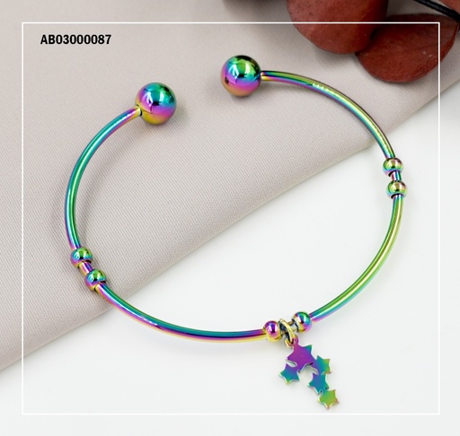 [AB03000087] BRAZALETE TORNASOL EXTREMOS PELOTAS DIJE ESTRELLITAS