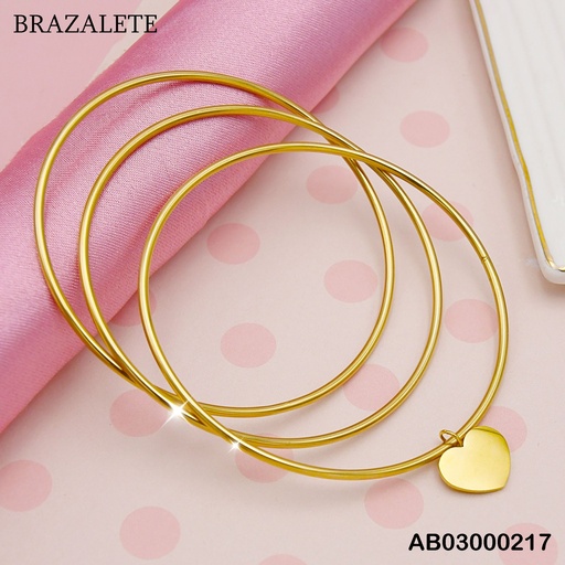 [AB03000217] BRAZALETE TRIPLE PLACA CORAZÓN