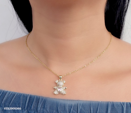 [EC22000360] CADENA DIJE OSO DE ZIRCONIAS ROSADAS, ZIRCONIA♥ROSADA
