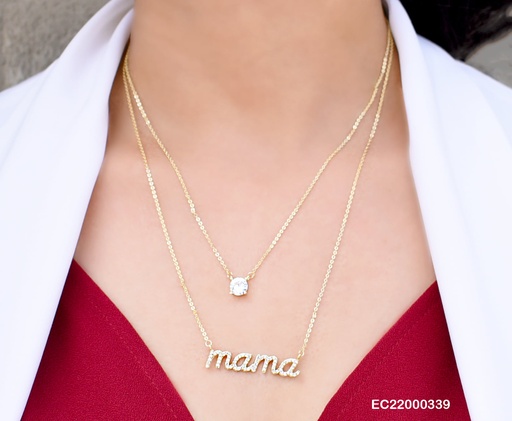 [EC22000339] CADENA DOBLE  DIJES ZIRCONIA GRANDE Y "MAMA"