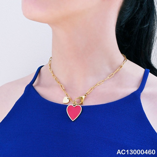 [AC13000460] CADENA ESLABONES GRANDES DIJE ROJO