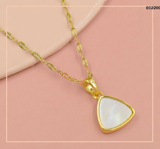[EC22000393] CADENA ESLABONES OVAL.DIJE TRIÁNGULO CONCHA NÁCAR