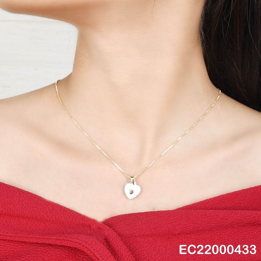 [EC22000433] CADENA FINA DIJE CORAZÓN INFLADO BLANCO C/💛
