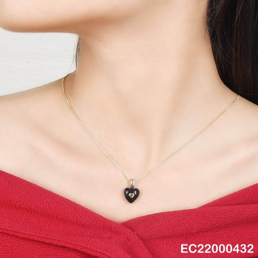 [EC22000432] CADENA FINA DIJE CORAZÓN INFLADO NEGRO C/💛
