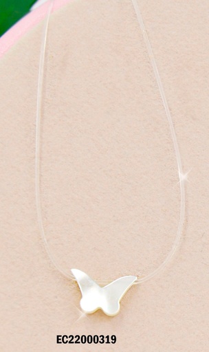 [EC22000319] CADENA HILO NYLON DIJE MARIPOSA BLANCA