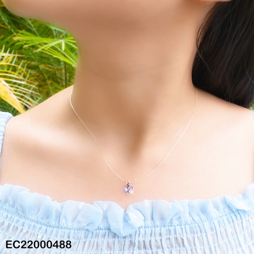 [EC22000488] CADENA NYLON DIJE: ESTRELLA CRISTAL MORADA