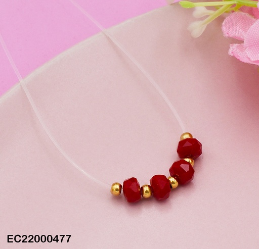[EC22000477] CADENA NYLON DIJES ESFERITAS DORADAS RUEDITAS ROJAS