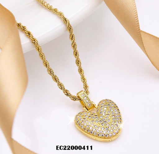 [EC22000411] CADENA TORNEADA DIJE CORAZÓN C/COLGANTE