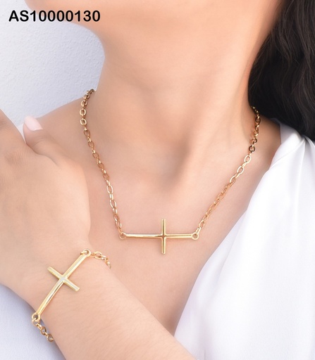 [AS10000130] CADENA/PULSERA ANCHAS DIJE CRUZ HORIZONTAL