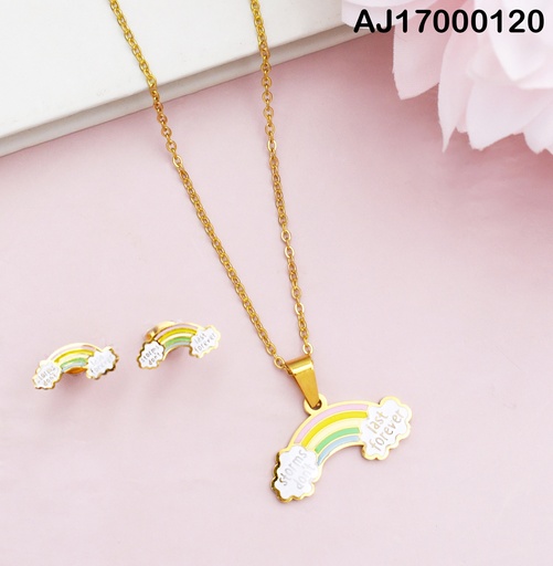 [AJ17000120] JUEGO ARCOIRIS EN NUBES "BEST FOREVER" C/ZIRCONIA