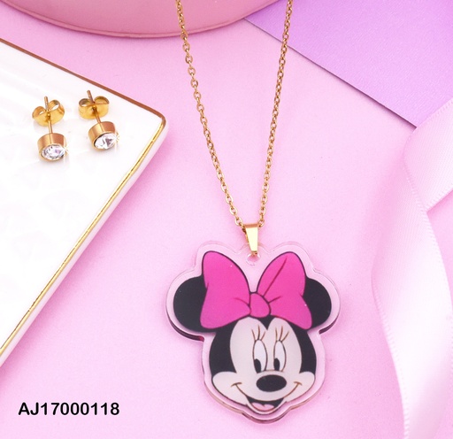 [AJ17000118] JUEGO ARETES ZIRCONIAS RD DIJE:MINNIE MOUSE C/🎀
