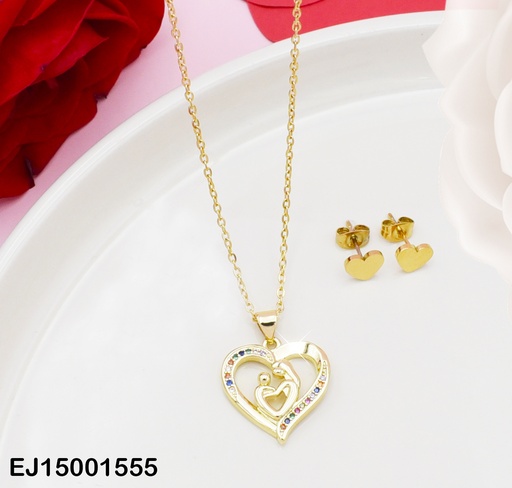 [EJ15001555] JUEGO CORAZONES DIJE CROQUI MADRE E HIJO