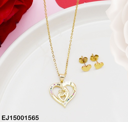 [EJ15001565] JUEGO CORAZONES DIJE CROQUI ZIRC.COL MADRE-HIJO
