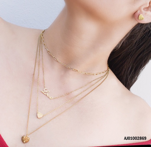 [AJ01002869] JUEGO CORAZÓN CUATRO CADENAS DIJES:-/LOVE/♥LISO/♥ 3 PUNTOS