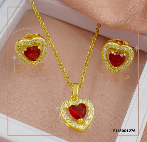 [EJ15001276] JUEGO CROQUI CORAZÓN ZIRC CON ♥ ROJO AL CENTRO