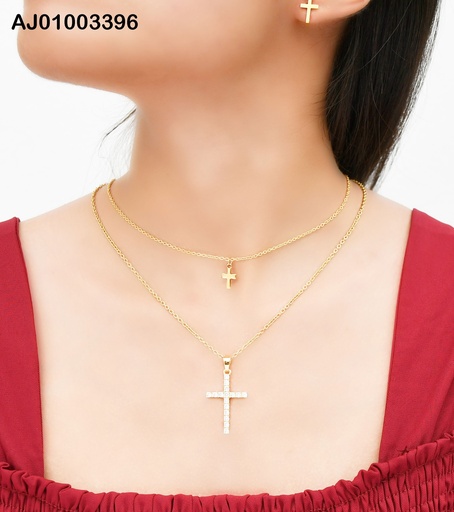 [AJ01003396] JUEGO CRUCES DOBLE CAD DIJE CRUZ LARGA ZIRC ⬜