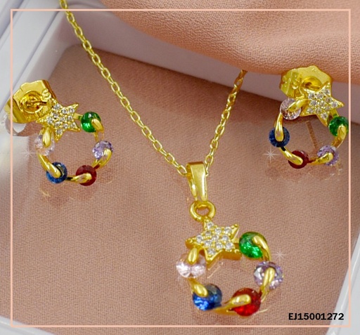 [EJ15001272] JUEGO CÍRCULO DE CRISTALES  COL.FUERTE ESTRELLA ZIRCONIA ARRIBA