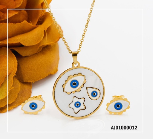 [AJ01000012] JUEGO DE DIJE CON OJOS DE DIFERENTES FORMA DE CORAZON Y REDONDO