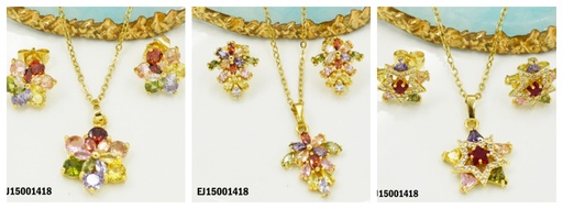[EJ15001418] JUEGO ESTRELLAS/FLORES/RACIMOS ZIRCONIAS COL.
