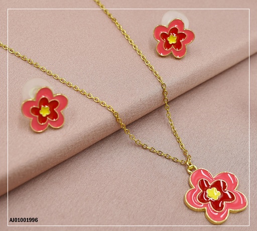 [AJ01001996] JUEGO FLOR ROSADA CON ROJO