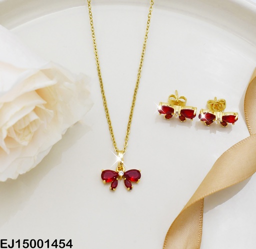 [EJ15001454] JUEGO LAZOS ZIRCONIAS ROJO
