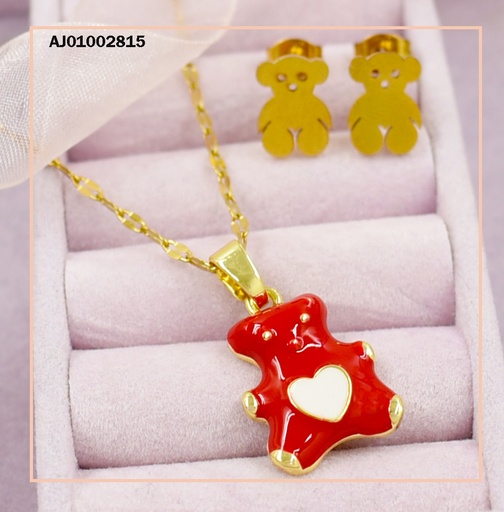 [AJ01002815] JUEGO OSOS DETALLES MINI DIJE ROJO ♥ BLANCO