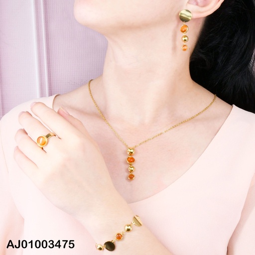 [AJ01003475] JUEGO PLACA RD DORADA/ROJO C/PULSERA-ANILLO