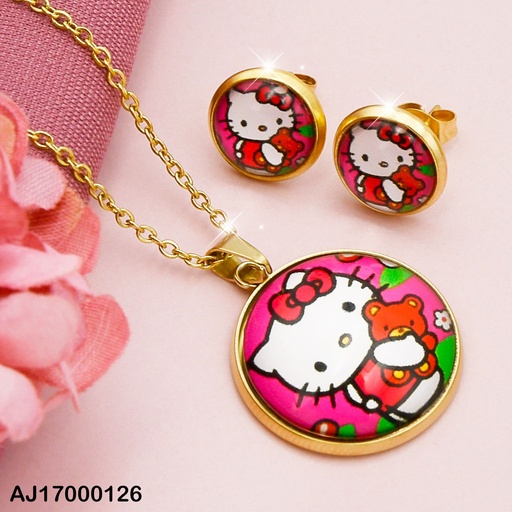 [AJ17000126] JUEGO REDONDO HELLO KITTY C/OSITO PELUCHE