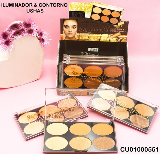 [CU01000551] PALETA 6 ILUMINADOR/CONTORNO GOLDEN USHAS ES4016